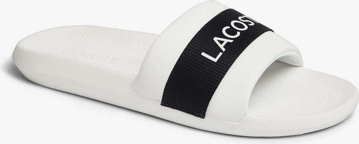 Lacoste Croco Slide Heren Slippers - Wit/Zwart - Maat 43