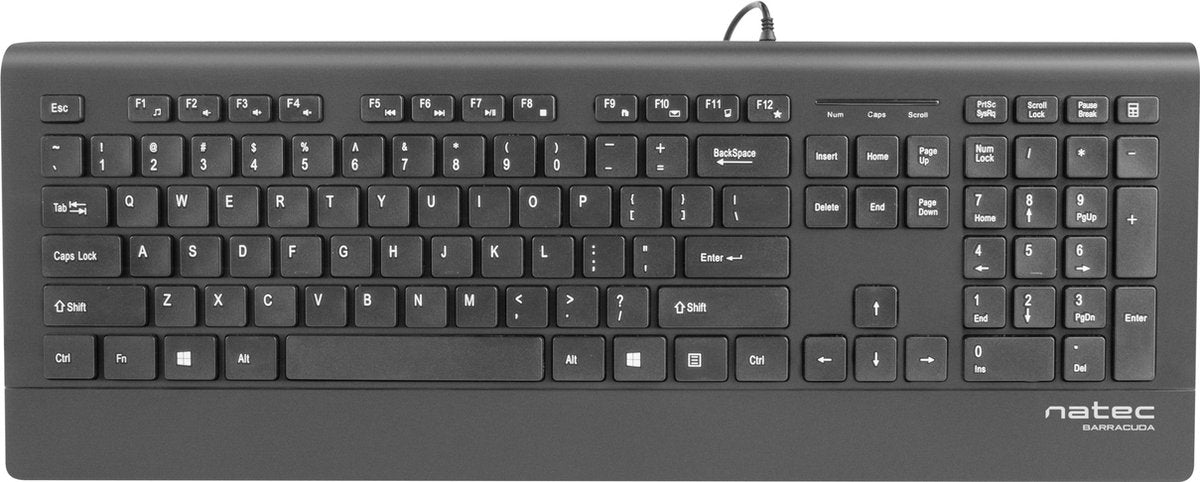 Natec Barracuda - Toetsenbord - Slim Design - USB - US Layout -  Zwart