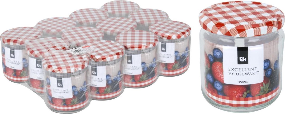 Inmaakpotten met schroefdeksel 350 ml - set van 12 stuks