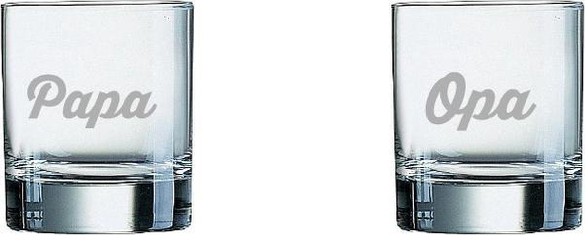 Gegraveerde wiskeyglas 20cl papa+opa