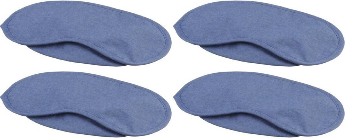 Set van 4x stuks blauw verduisterend oogmasker met 2 banden - Slaapmaskers/Reismaskers - Handig voor op reis/vakantie