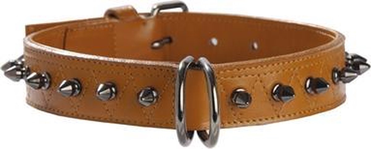 Bobby Halsband Hercule Leer met Studs 30 cm Camel