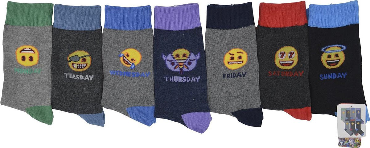 Emoji Sokken / Kousen Multipack 7-paar Jongens Maat 27/30 - Lucky  chaussettes socks