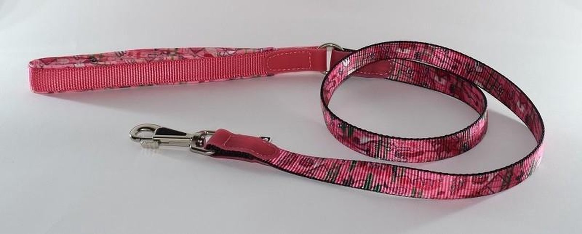 Hondenriem -roze met tekening- L- 2