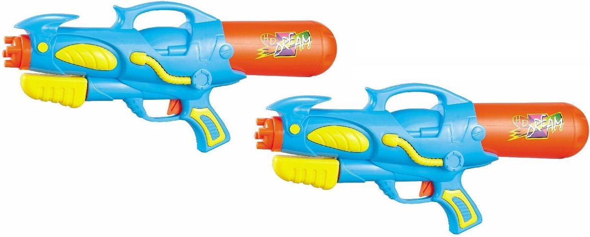 2x Waterpistool/waterpistolen blauw/oranje 50 cm