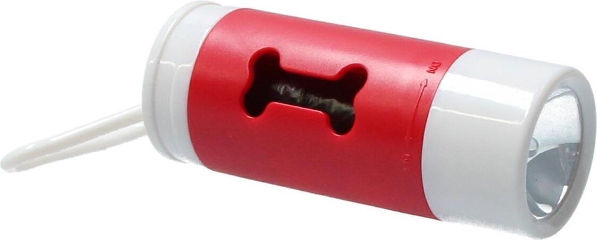 Honden Poepzakjes Dispenser met LED Zaklamp 20 zakjes Rood