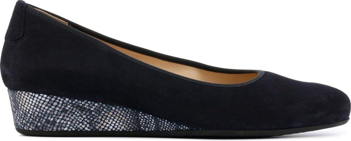 Hassia Vrouwen Suède  Pumps / Damesschoenen Plateau hoogte    - 302103 - Blauw - Maat 37