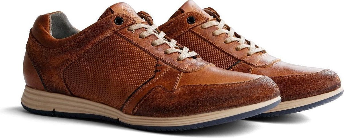 Travelin Corton Leather - Sportieve nette herensneaker - Cognac leer - Maat 40