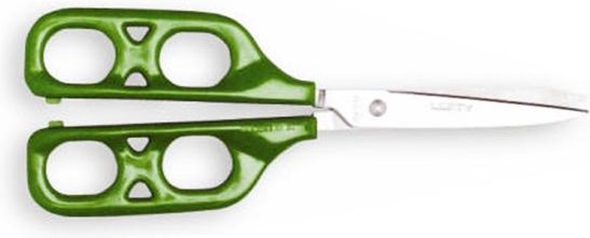 Schaartje met dubbele openingen Easi-Grip® 75 mm scherpe punt - linkshandig
