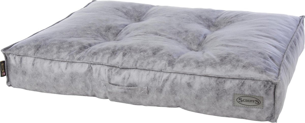 Scruffs Knightsbridge - Stijvol eco-leren hondenkussen - in bruin en grijs - maat medium en large - Kleur: Grijs