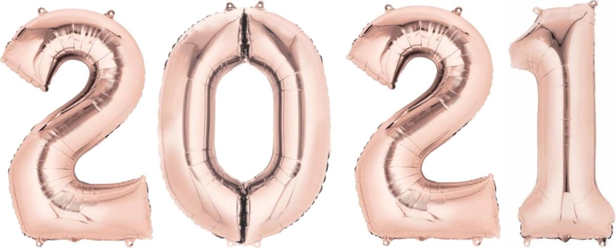 Ballon 2021 Oud En Nieuw Versiering Cijfers Nieuwjaar Rosé Goud 86Cm Ballonnen