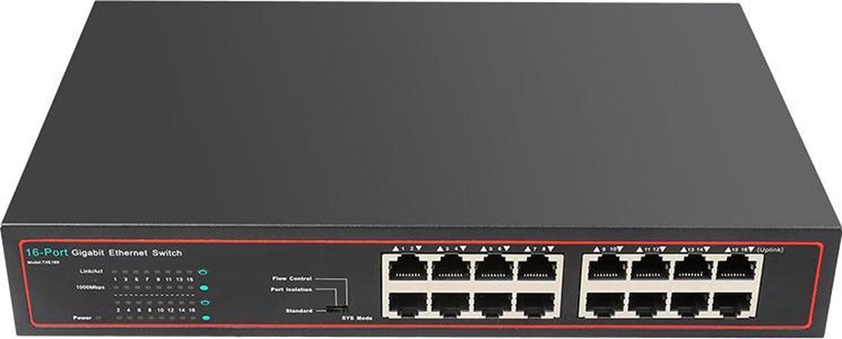SBVR - TXE168 - Ethernet Netwerk Switch - 16 poorten - 1000 Mbps | 32 Gbps Switch Capaciteit | RJ45 poorten