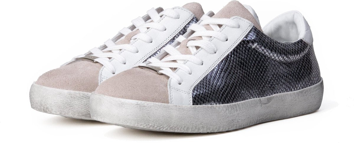 KUNOKA Alex scaly silver - Sneakers Dames - maat 36 - Wit Zilver Ivoor