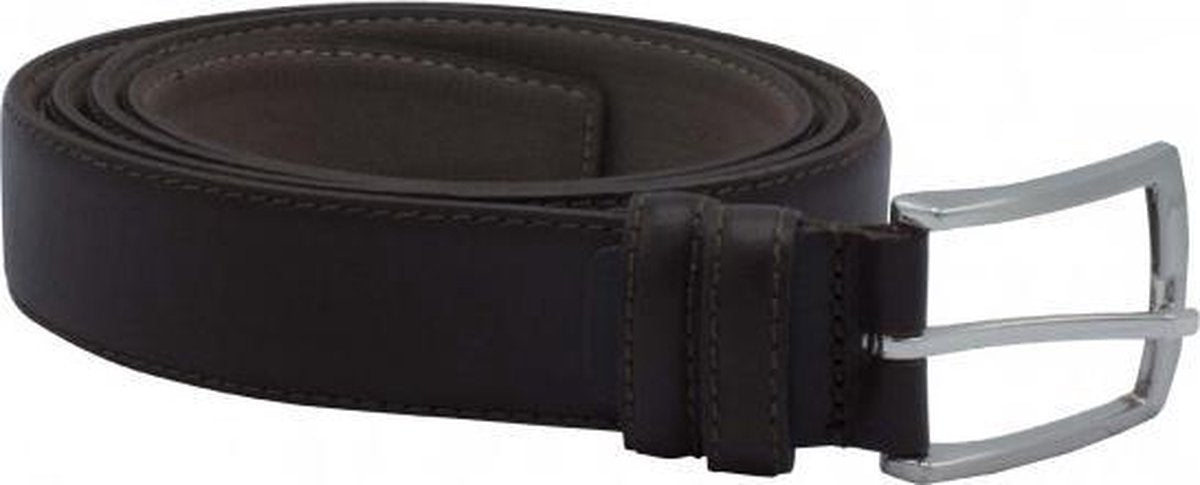 GENTS | Riemen NOS donkerbruin 0002 Maat 115 cm | Heren Riem Leer | Riemen heren | Met Gesp