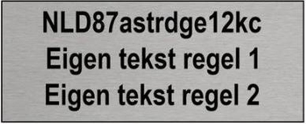 Droneplaatje met exploitantnummer in Aluminium 50x20mm + eigen tekst
