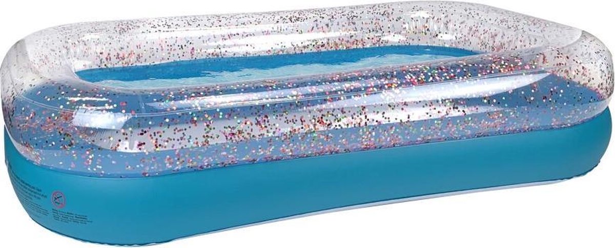 Splash Opblaasbaar Glitter Zwembad 211cm Transparant/Blauw