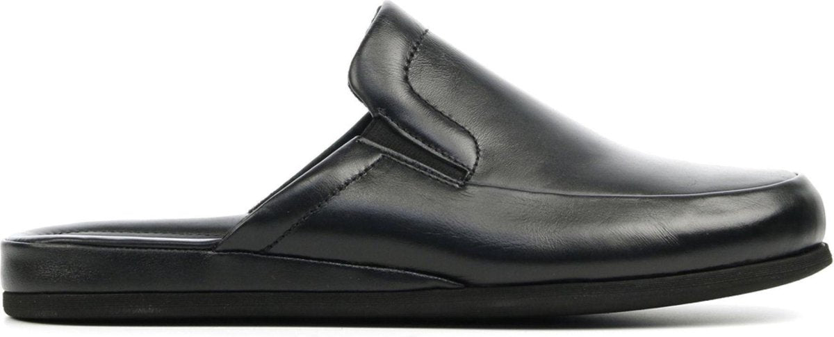 Rohde Mannen Leren Pantoffels / Herenschoenen Harde zool Sloffen - 6607 - Zwart - Maat 46
