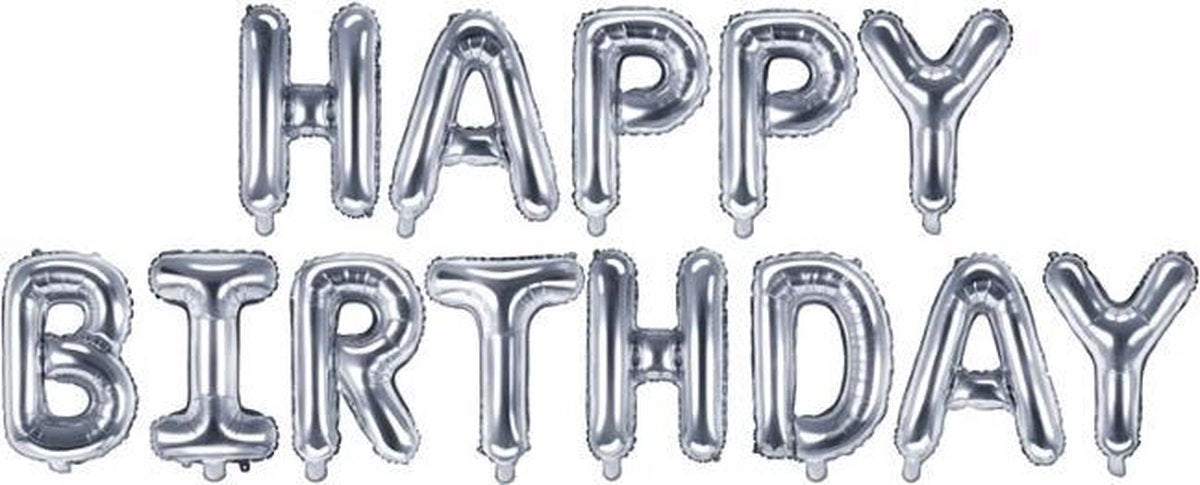 Happy Birthday Folie ballon Zilver Slinger Feestversiering Decoratie