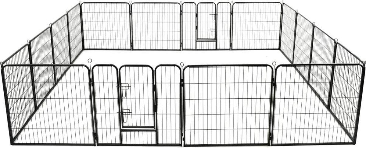 Medina Hondenren met 16 panelen 80x80 cm staal zwart
