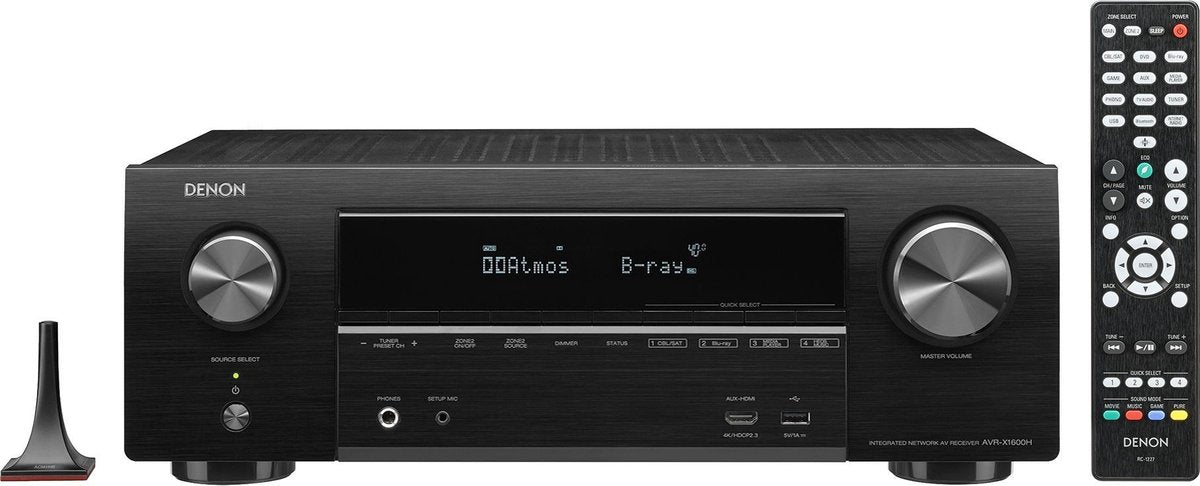 Denon AVR-X1600H -7.2-kanaals AV-receiver met Dolby Atmos en Airplay 2 - Zwart