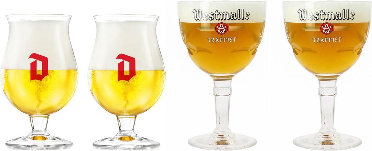 Bierglazen speciaalbier duo Westmalle en duo Duvel 4 stuks