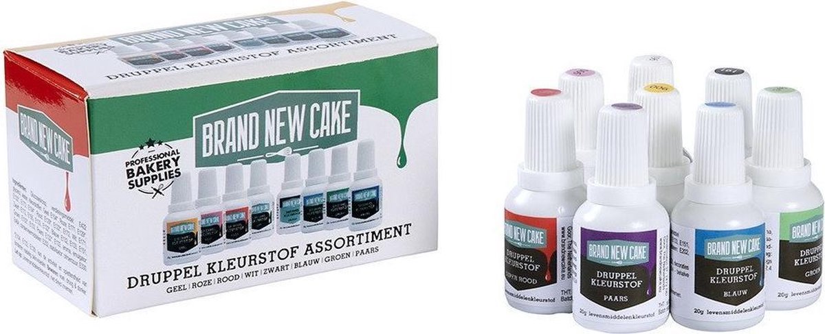 Brand New Cake Druppel Kleurstof Assortiment (8x 20gr)