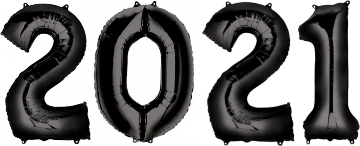 Ballon 2021 Oud En Nieuw Versiering Cijfers Nieuwjaar Zwart 86Cm Ballonnen