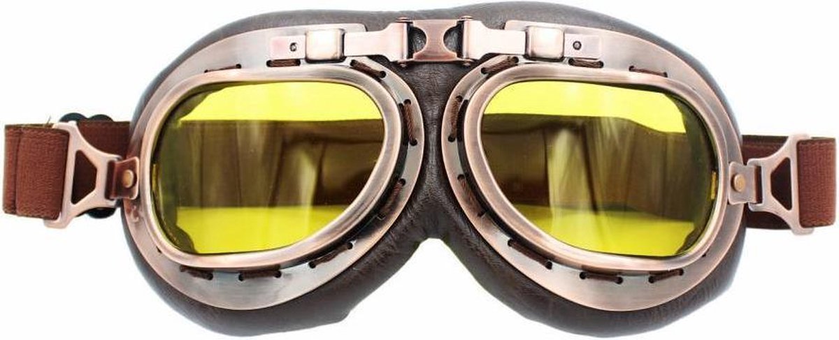 CRG vintage motorbril - geel glas