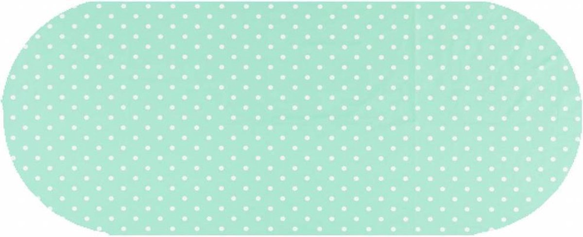 MixMamas Tafelzeil Ovaal - 140 x 300 cm - Stippen - Mintgroen/Wit