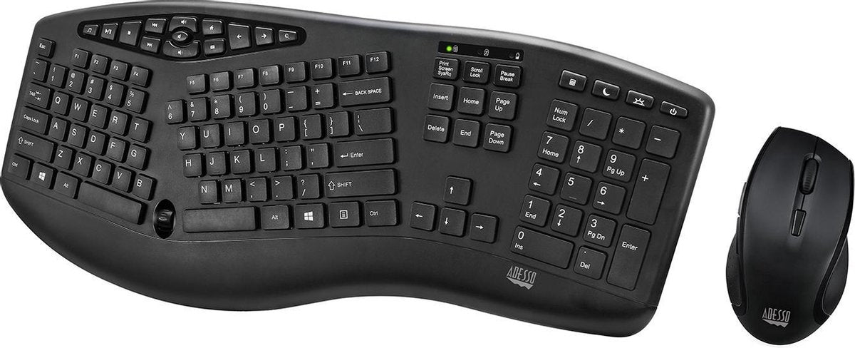 Draadloos ergonomisch toetsenbord en optische muis