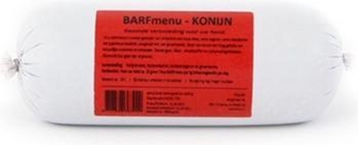 Barfmenu konijn hondenvoer - 1000 gr - 10 stuks