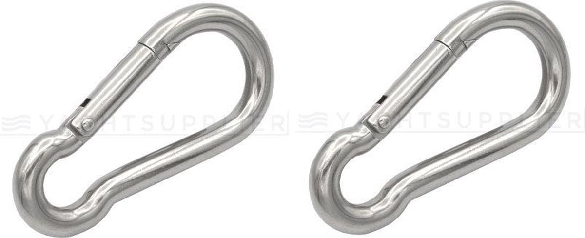 Karabijnhaak Rvs - 8x80mm - Rvs 316 - Verpakt 2 stuks