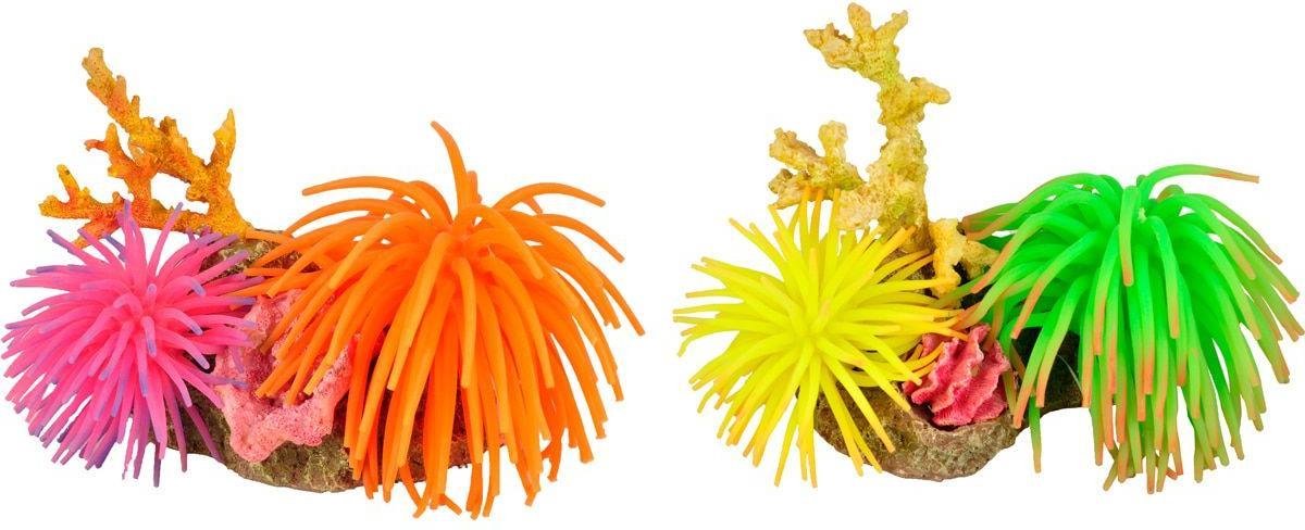 Aquarium decoratie Leo anemoom + rots - 13 x 9 x 11 cm