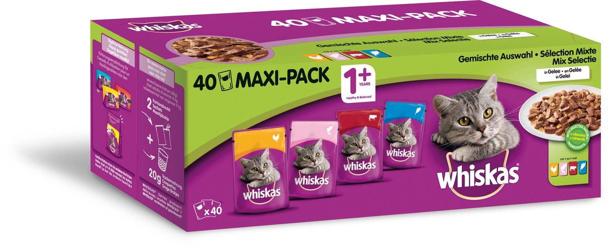 Whiskas natte kattenvoeding vlees + vis - 40 stuks - 4000 gram