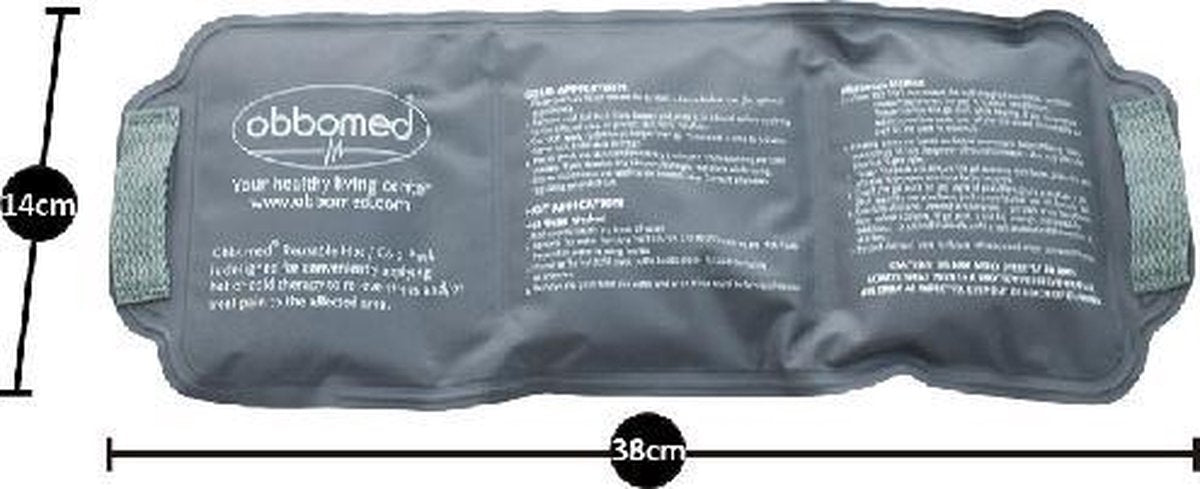 Warm en koud kompres met verstelbare elastische band (hot-cold pack) - 2 packs + 1 elastische band – herbruikbaar- 38 x 14 cm – hulpmiddel tegen spierpijn