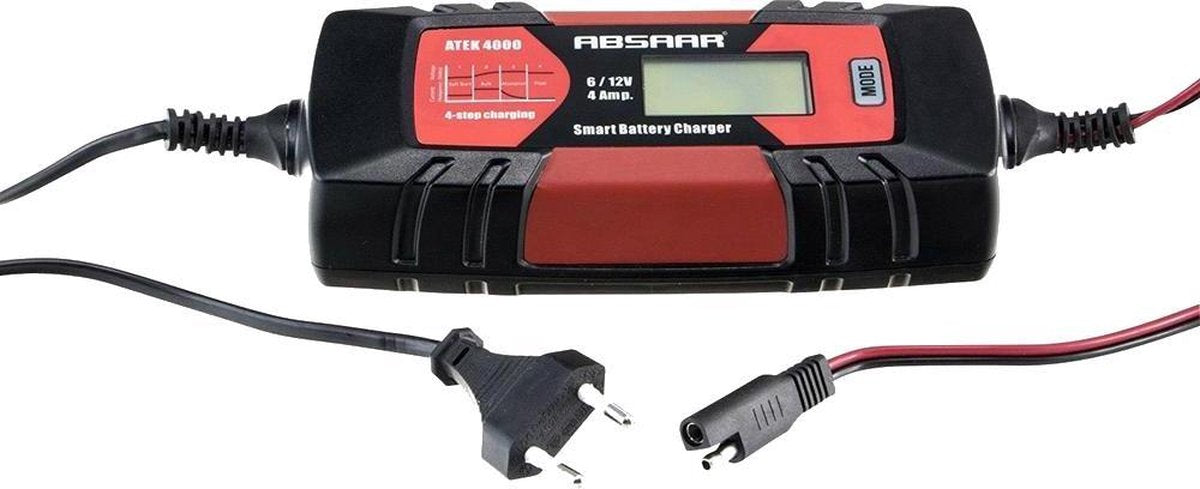 Absaar Acculader Intelligent 6/12 Volt  4 A Zwart