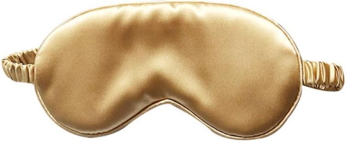 Zijden Slaapmasker Super Soft – Reismasker – Vliegtuig Masker incl opbergtasje – Goud