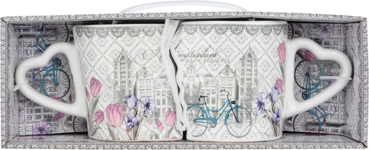 Memoriez Dubbele Mok Amsterdam Vintage - set van 2