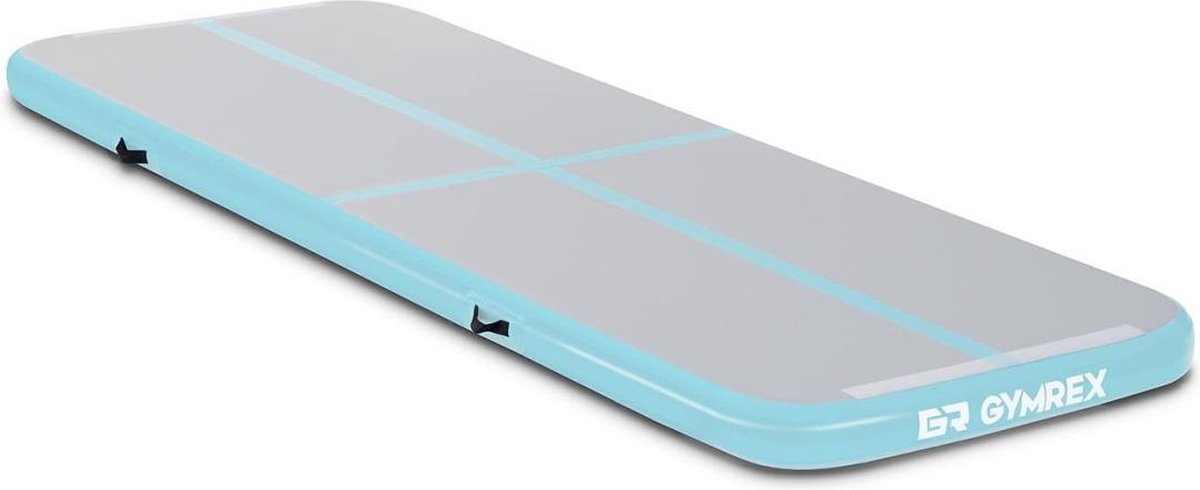Gymrex Opblaasbare gymmat - 300 x 100 x 10 cm - 150 kg - groen / grijs