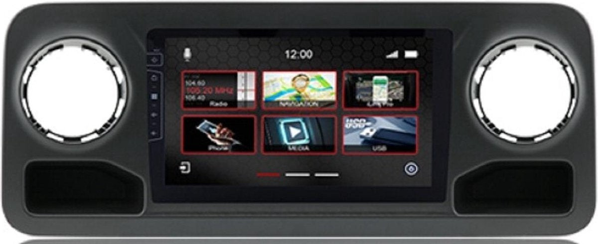 Navigatie voor Mercedes Sprinter vanaf 2018 touchScreen parrot carkit overname boordcomputer TMC Carplay android auto