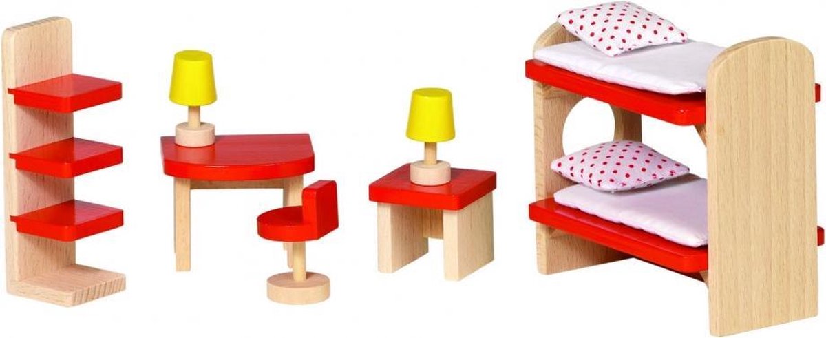Goki Houten poppenhuis kinderkamer 11-delig