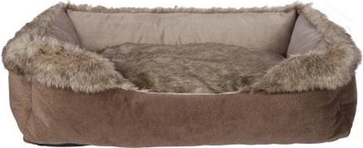 COSY & TRENDY - HONDENBED MET AFNEEMBAAR KUSSEN - BRUIN - 60x40xH20cm-