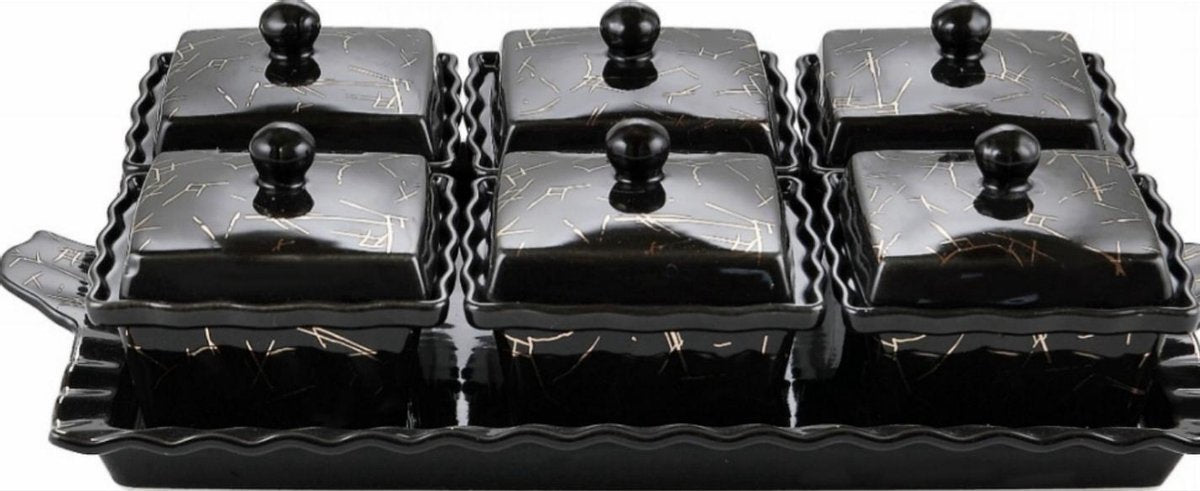 snack tapas schaal met deksel black marmer