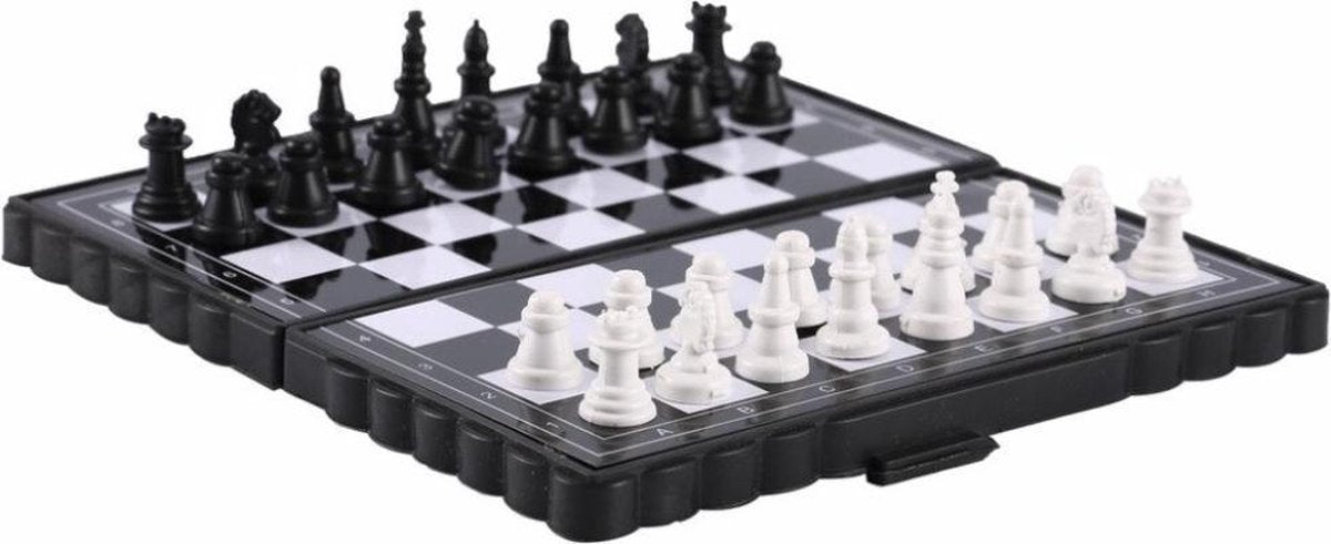 WiseGoods Mini Schaakspel Reiseditie - Schaakbord Magnetisch - Meeneem Schaakset - Schaakspellen - Zwart/Wit
