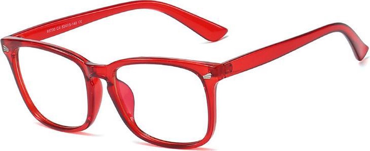 Kinder Computerbril - Anti Blauwlicht Bril - Wayfarer - Rood