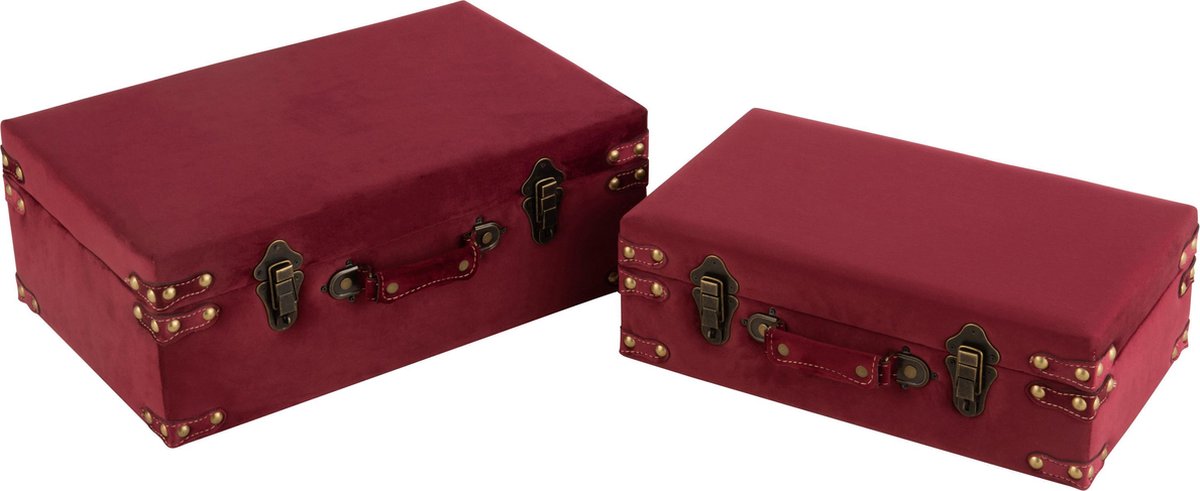 J-Line Set Van 2 Koffers Laag Velvet Bordeaux