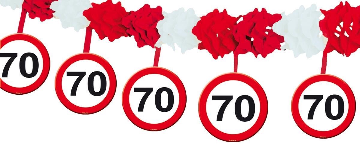 Slinger met Onderhanger 70 Jaar Verkeersbord 4m