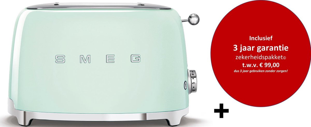 Smeg TSF01PGEU MkIII - Broodrooster - Pastelgroen - met 3 jaar garantie