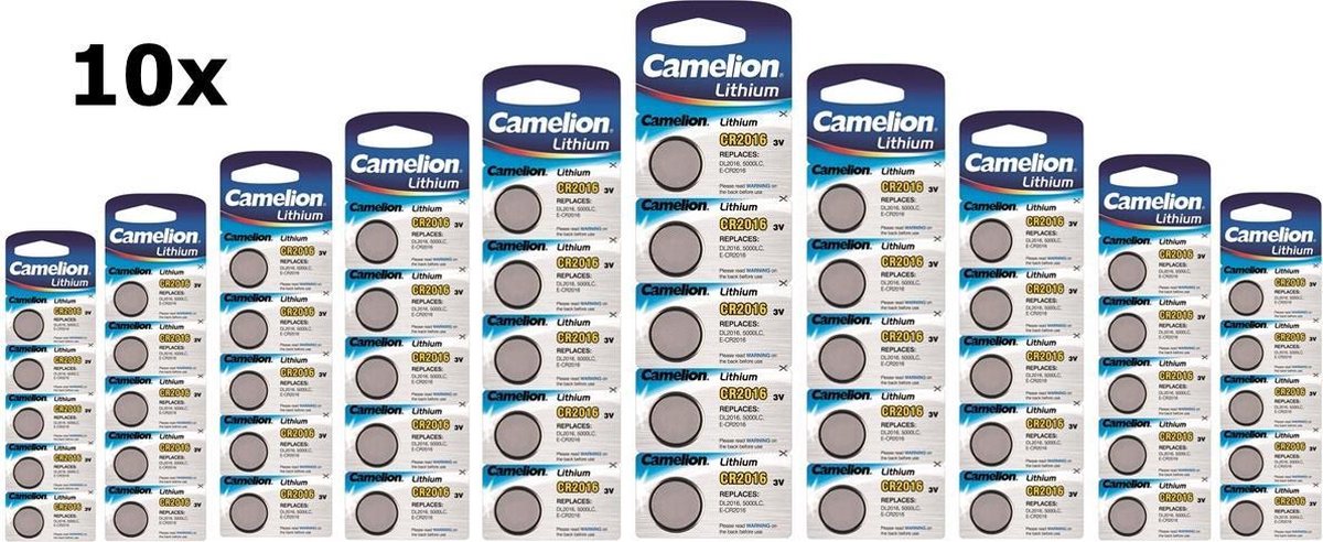 50 Stuks (10 Blisters a 5St) - Camelion CR2016 Professional Electronics 3V 90mAh Lithium knoopcel