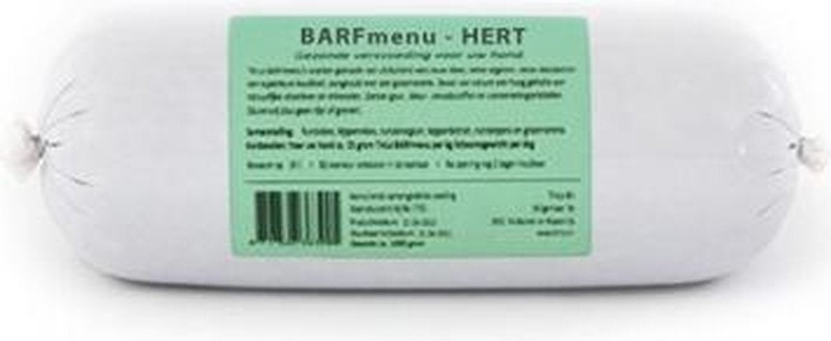 Barfmenu hert premium hondenvoer - 1000 gr - 10 stuks